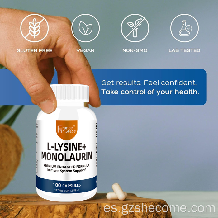 Nueva llegada L-lisina cápsulas con monolaurina